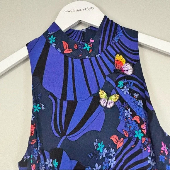 ANTHROPOLOGIE MOULINETTE SOEURS Women’s Blue BUTTERFLY GROVE Jumpsuit Size 0 - Picture 2 of 12